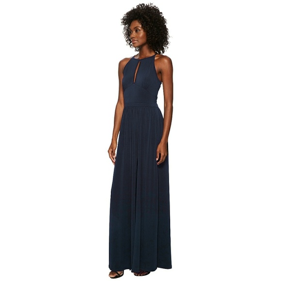 New! MICHAEL KORS Side-slit Jersey Maxi Dress Blue - Picture 5 of 8